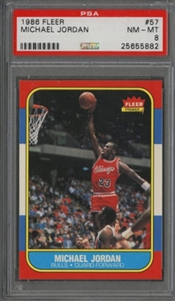 1986/87 Fleer #57 Michael Jordan Rookie Card - PSA NM-MT 8